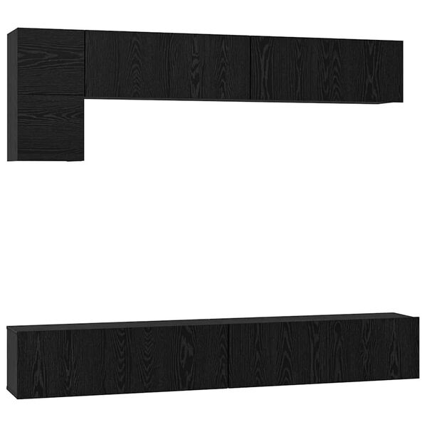 vidaXL Conjunto de mueble de TV 5 pcs Roble Negro Madera contrachapada