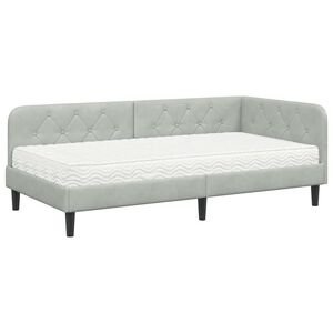 vidaXL Estructura de cama en esquina Gris Claro 90 x 190 cm Terciopelo