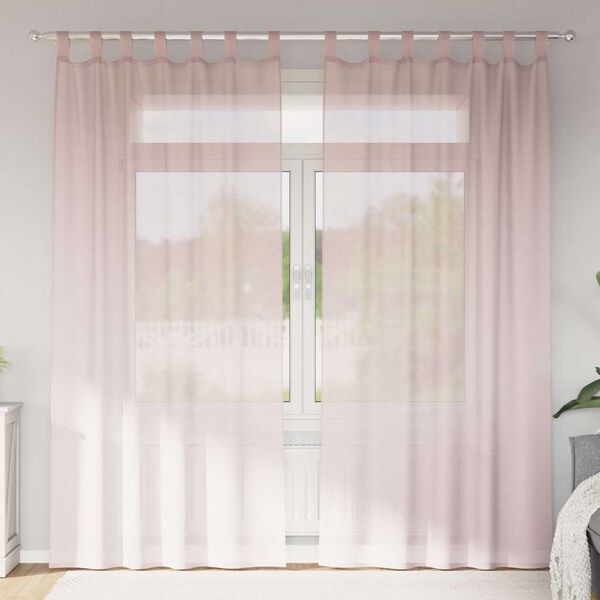 vidaXL Cortinas de gasa con trabillas 2 uds rosa claro 140x245 cm