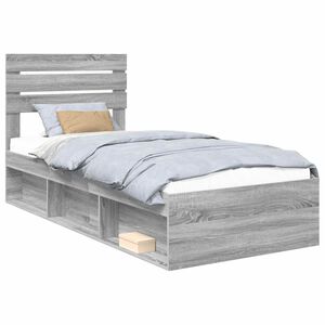 vidaXL Estructura de cama con cabecera Gris Sonoma 75 x 190 cm
