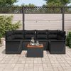 vidaXL Conjunto de sofá de jardín 7 pcs Negro Poliratán