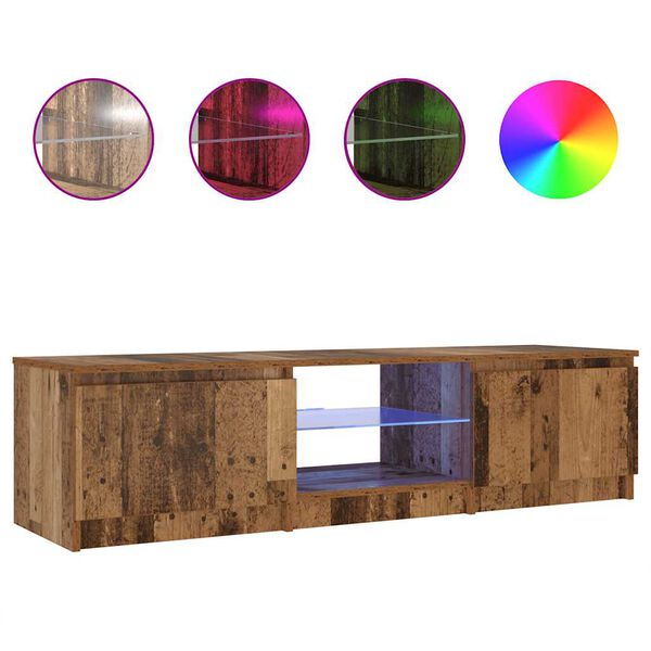 vidaXL Mueble TV luces LED madera ingenier&iacute;a envejecida 140x40x36 cm