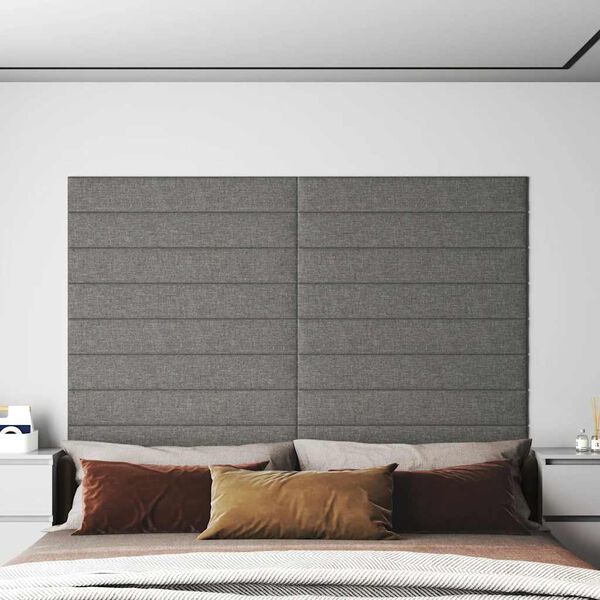 vidaXL Paneles de pared 12 uds tela gris claro 90x15 cm 1,62 m²
