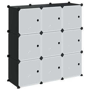 vidaXL Estanter&iacute;a de cubos con 9 compartimentos y puertas PP negro