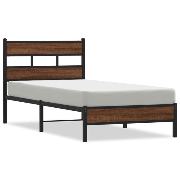 vidaXL Estructura de cama sin colchón madera marrón roble 107x200 cm