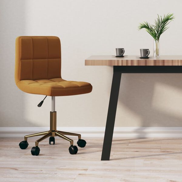 vidaXL Silla de comedor giratoria de terciopelo marr&oacute;n