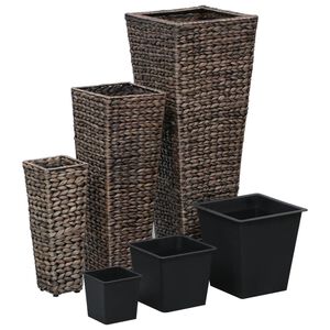 vidaXL Conjunto de arriates 3 piezas jacinto de agua marr&oacute;n oscuro