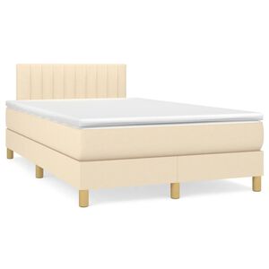 vidaXL Cama box spring con colch&oacute;n tela color crema 120x200 cm