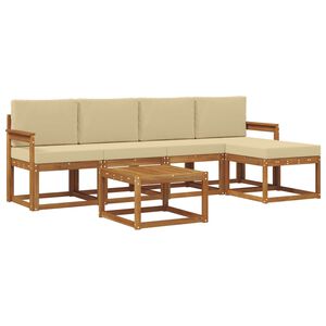 vidaXL Conjunto de sof&aacute;s de exterior con coj&iacute;n 6 pcs Natural y Beige
