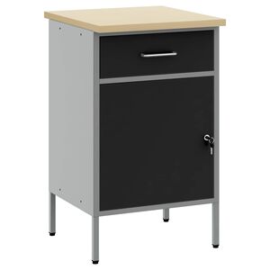 vidaXL Banco de trabajo con caj&oacute;n Negro y Gris 50 x 55 x 85 cm
