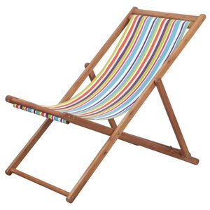 vidaXL Silla plegable de tela y estructura de madera multicolor