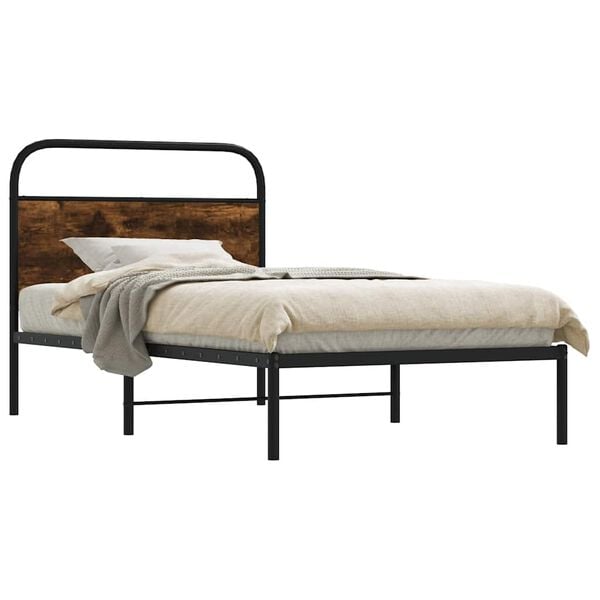 vidaXL Estructura de cama sin colch&oacute;n 100x190 cm madera roble ahumado