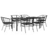 vidaXL Set de comedor de jard&iacute;n 7 piezas cojines rat&aacute;n sint&eacute;tico negro