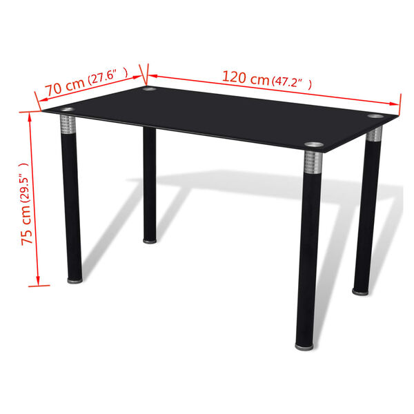 vidaXL Mesa de sal&oacute;n comedor con superficie de vidrio negra