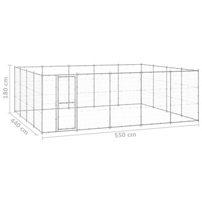 vidaXL Perrera de exterior de acero galvanizado 24,2 m²