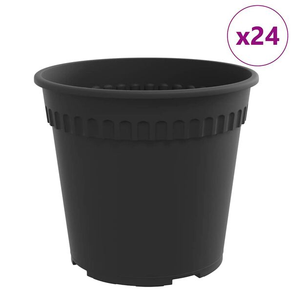 vidaXL Maceta Redonda para Flores 24 pcs Negro &Oslash; 17 x 14 cm Pl&aacute;stico