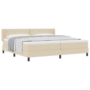vidaXL Cama tipo Box Spring con colch&oacute;n Crema 200 x 200 cm Poli&eacute;ster