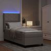 vidaXL Cama Box Spring LED con colch&oacute;n Taup&eacute; 80 x 200 cm tela