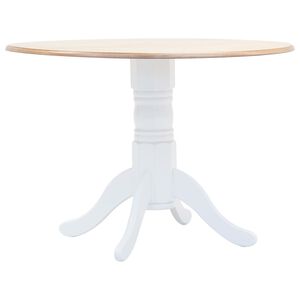 vidaXL Mesa de comedor madera maciza de caucho blanco y marr&oacute;n 106 cm