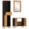 vidaXL Juego muebles de ba&ntilde;o 3 pzas madera maciza mango marr&oacute;n y negro