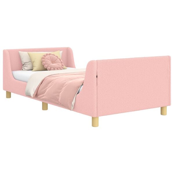 vidaXL Cama para ni&ntilde;os con cabecero Rosa 90 x 190 cm Tela de Oveja