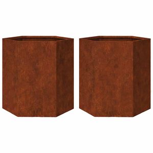 vidaXL Jardineras hexagonales 46x40x45 cm acero desgastado