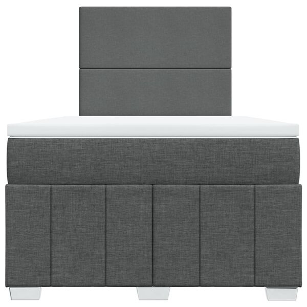 vidaXL Cama box spring con colch&oacute;n tela gris oscuro 120x200 cm