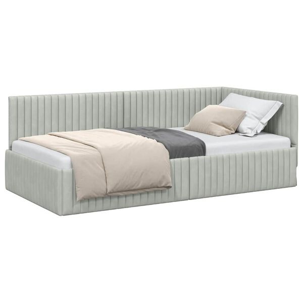 vidaXL Estructura de cama en esquina Gris Claro 100 cm x 200 cm