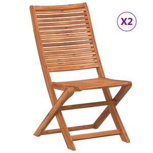 vidaXL Sillas plegables, 2 unidades, madera maciza de acacia.