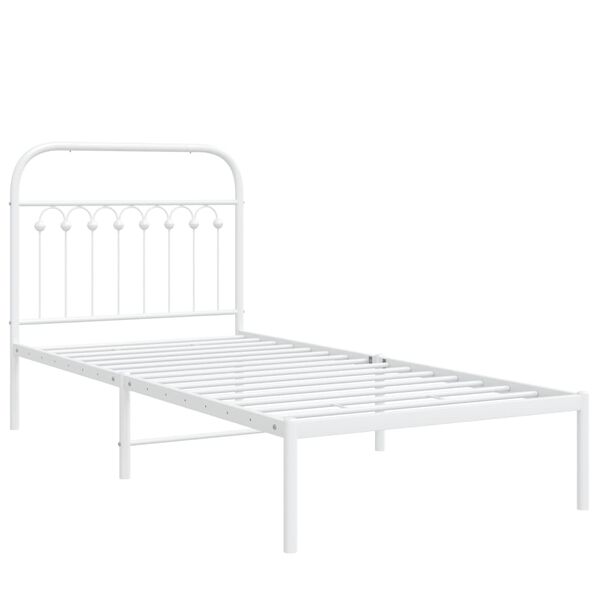 vidaXL Estructura cama sin colch&oacute;n con cabecero metal blanco 90x200 cm