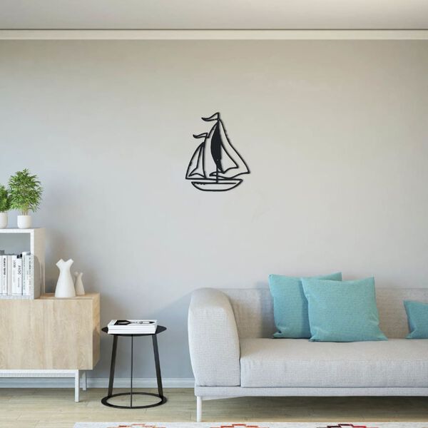 Homemania Decoraci&oacute;n de pared Sailboat 40x50 cm metal negro