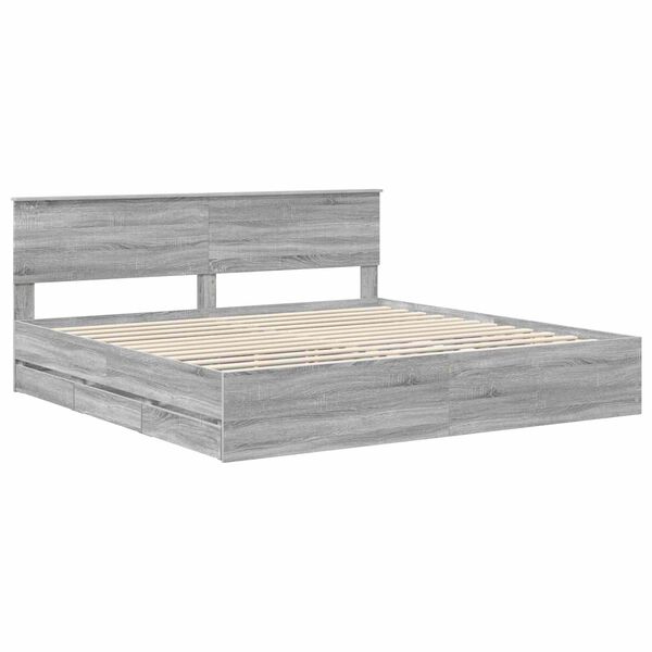vidaXL Estructura de cama Gris Sonoma 200 x 200 cm Madera Ingenieril