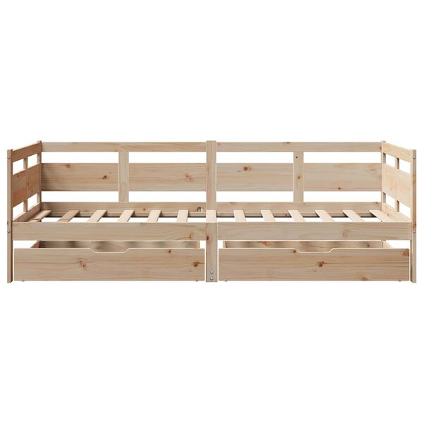vidaXL Sofá cama con cajones madera maciza de pino 90x190 cm