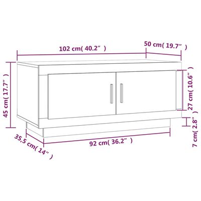 vidaXL Mesa de centro madera contrachapada blanco y roble 102x50x45 cm