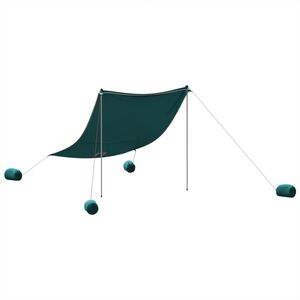 vidaXL Toldo de playa con anclas de arena verde 214x236 cm