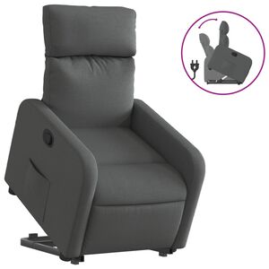 vidaXL Sill&oacute;n reclinable elevable de tela gris oscuro
