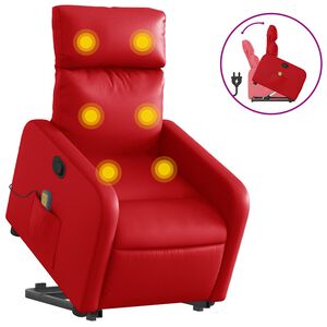 vidaXL Sill&oacute;n reclinable de masaje de pie cuero artificial rojo