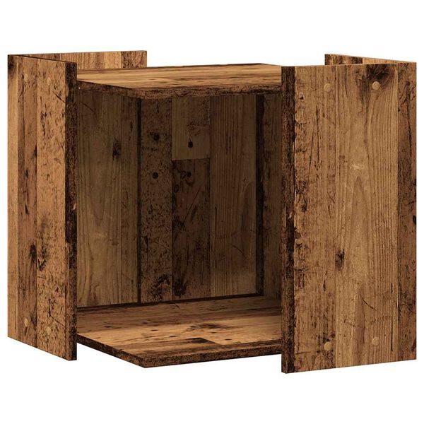 vidaXL Mueble arenero de gatos madera ingenier&iacute;a envejecida 53x53x51cm