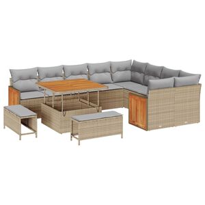 vidaXL Conjunto de sof&aacute;s de jard&iacute;n 13 uds. 11 plaza Beige y Gris Claro
