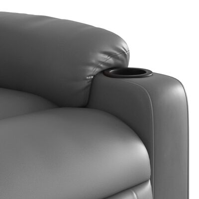 vidaXL Sillón reclinable elevable eléctrico de cuero sintético gris