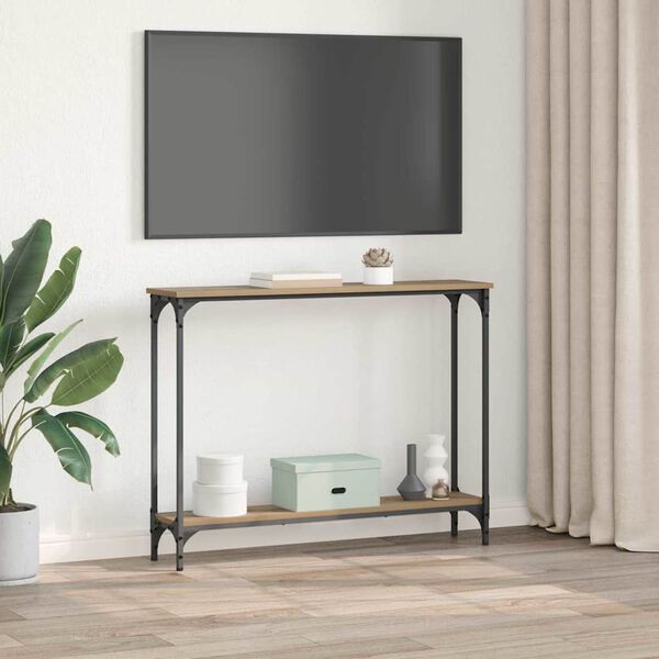 vidaXL Mesa Consola con estante Roble artesanal 100 x 22,5 x 75 cm