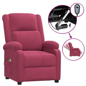 vidaXL Sill&oacute;n de masaje el&eacute;ctrico terciopelo rojo tinto