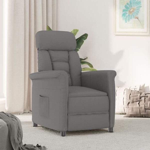 vidaXL Sill&oacute;n reclinable de piel de ante artificial gris oscuro