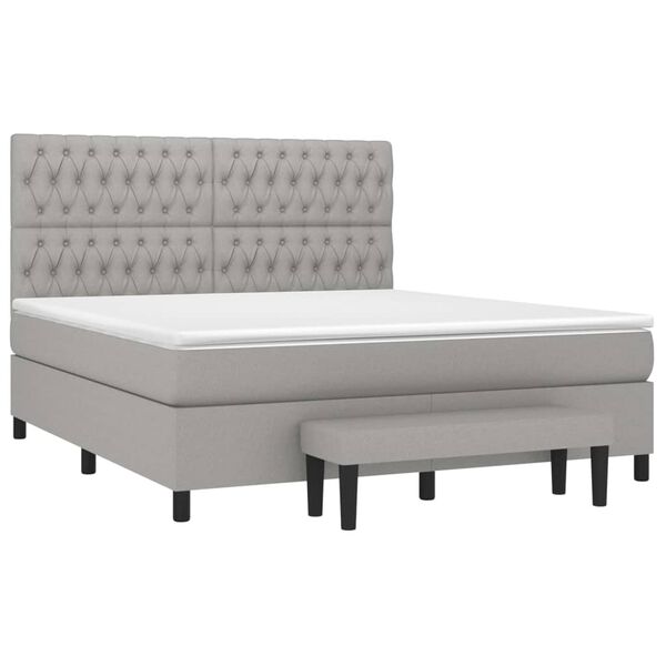 vidaXL Cama box spring con colch&oacute;n tela gris claro 180x200 cm