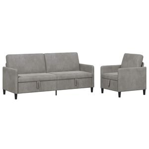 vidaXL Juego de Sof&aacute;s con Almacenamiento 2 uds. Gris Claro Poli&eacute;ster
