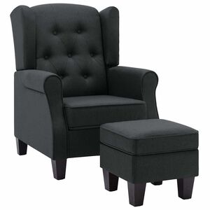 vidaXL Sill&oacute;n con reposapi&eacute;s tela gris oscuro