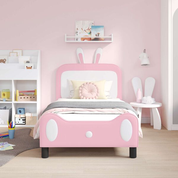 vidaXL Cama para niños con cabecero con cabecera Rosa 80 x 160 cm PU