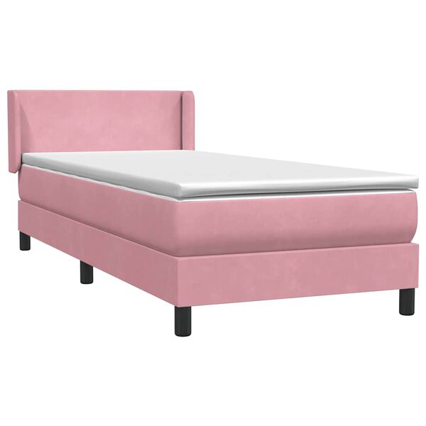 vidaXL Cama box spring con colch&oacute;n terciopelo rosa 80x210 cm