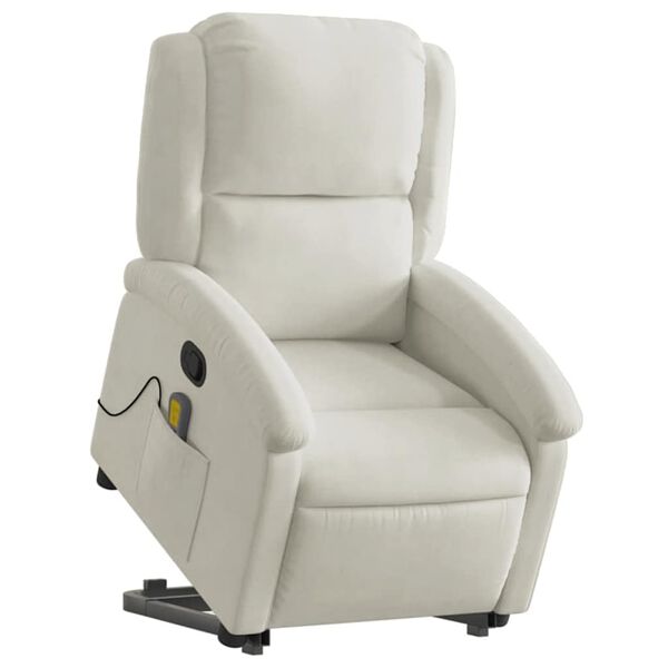vidaXL Sill&oacute;n reclinable de masaje elevable terciopelo crema