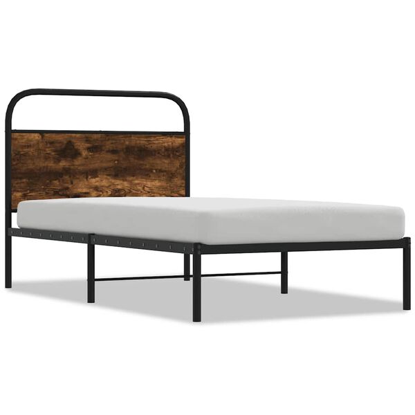 vidaXL Estructura de cama sin colch&oacute;n 100x190 cm madera roble ahumado